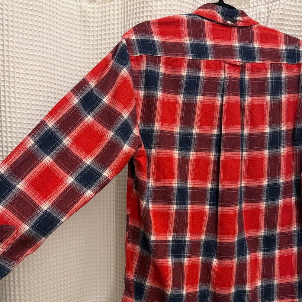 Gitman Bros - Red and Navy Plaid Button Down Shirt - M - Picture 7 of 9